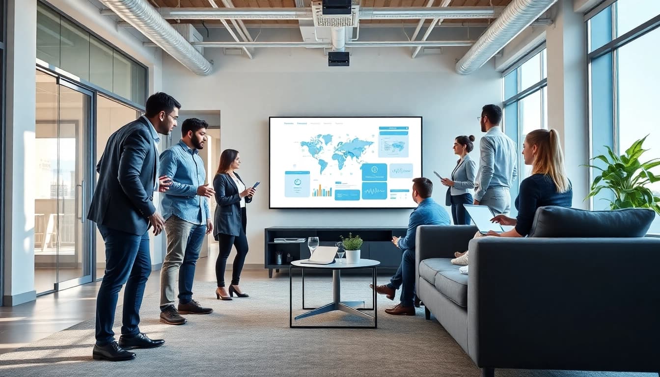 Effiziente Zusammenarbeit bei csc hamburg in modernem Büro mit digitalen Technologien.