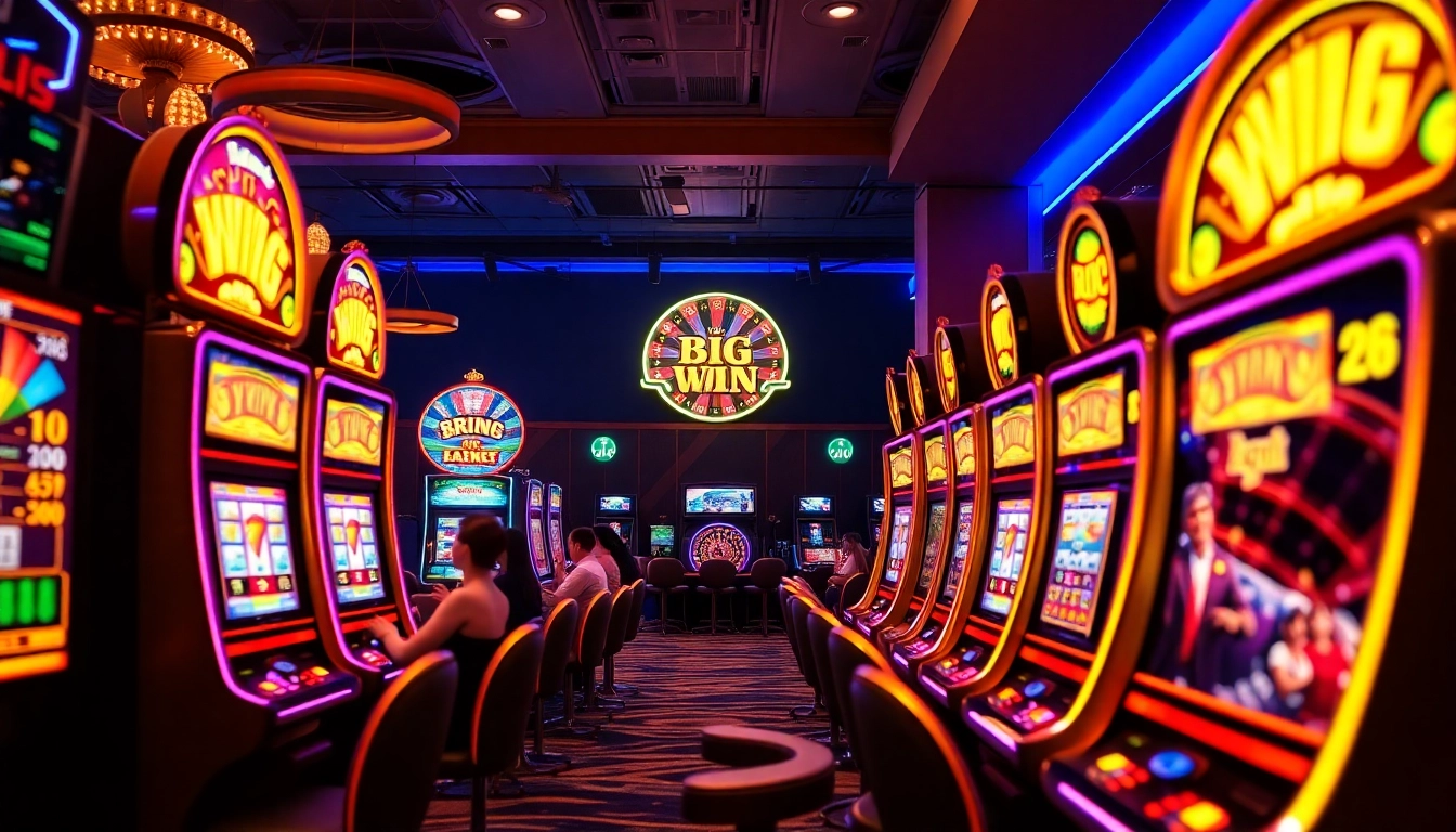 Players enjoying a thrilling session at pen4d slot machines, radiating excitement and anticipation.