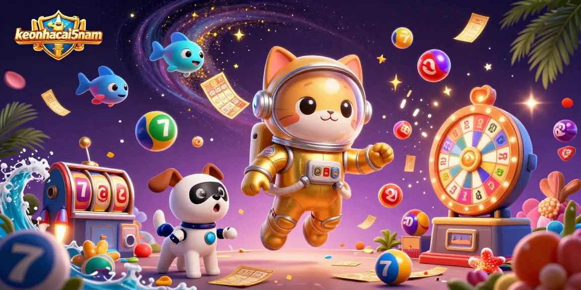 Engage with keonhacai5nam as the adorable space astronaut cat and robot dog explore dynamic lottery and casino elements.