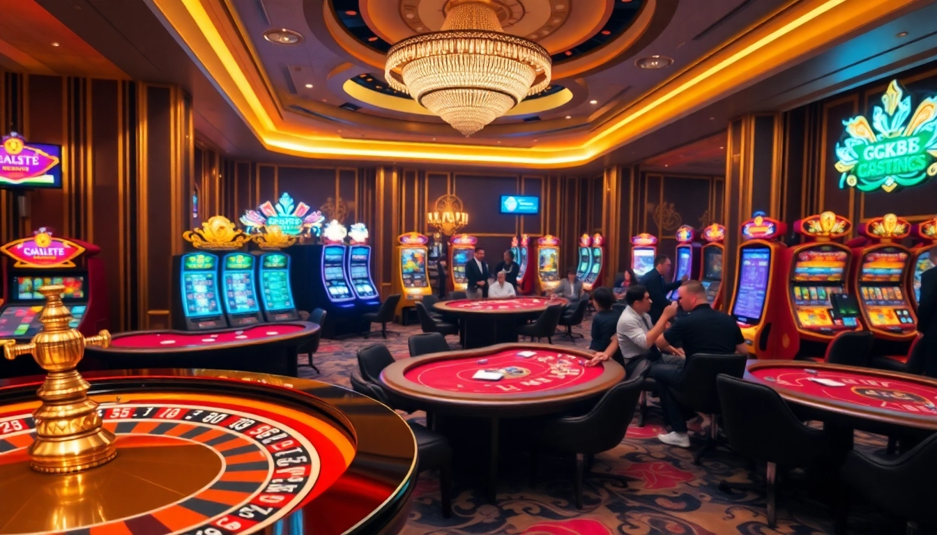 Players enjoying casino games at GG88 with vibrant tables and exciting atmosphere.
