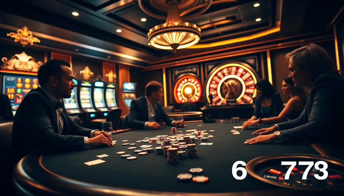 Experience the thrill of 6L777 at an upscale casino poker table filled with action and excitement.