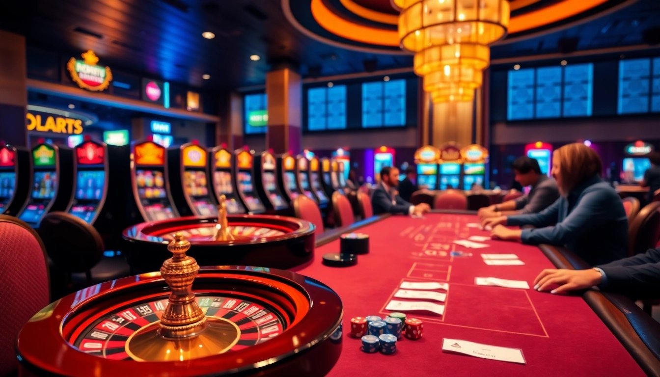 Exciting gaming environment at 88vv featuring vibrant slot machines and roulette.