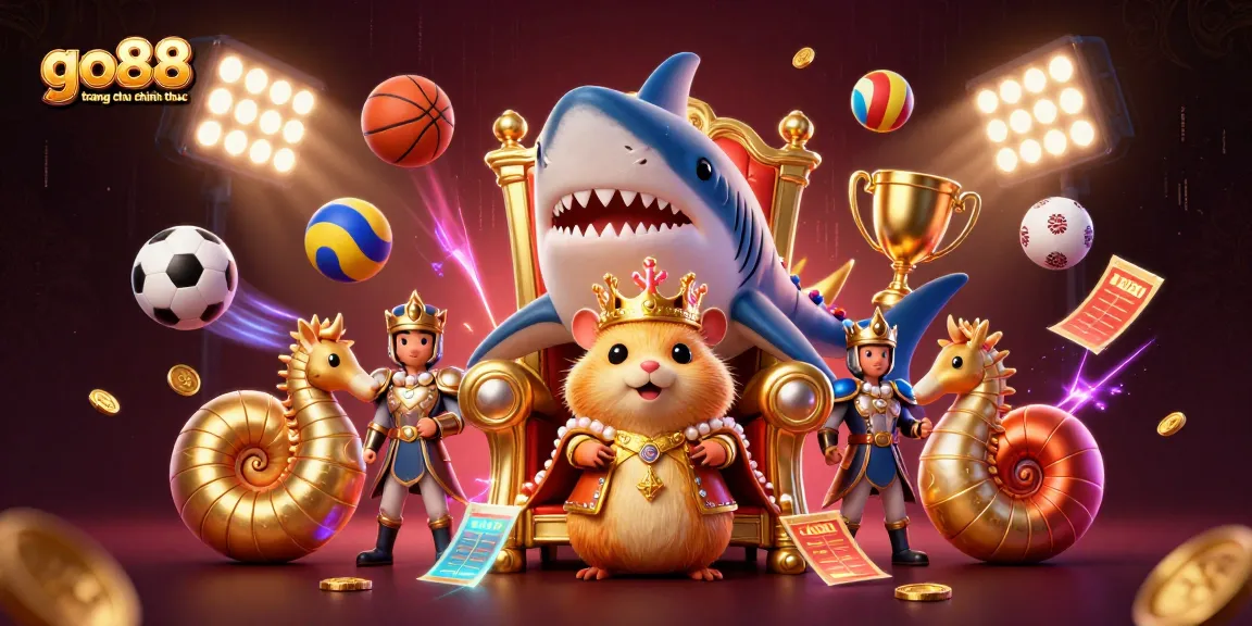 Experience go88 trang chu chinh thuc with a dynamic illustration of a golden hamster king and vibrant sports betting elements.