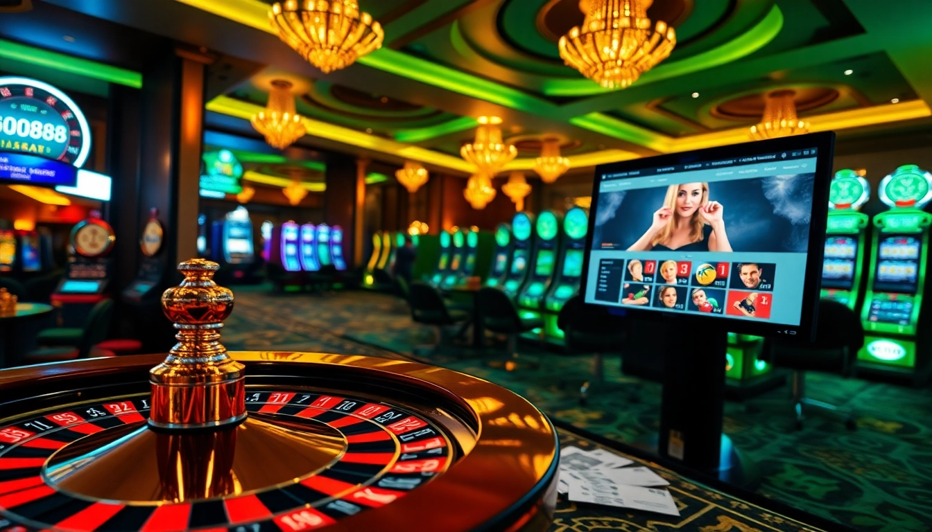Engage in thrilling online gaming at GOOD88 with vibrant poker chips and roulette.