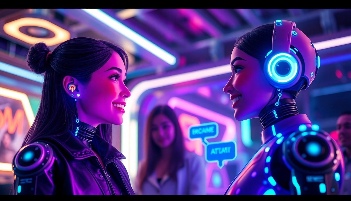 Engaging sex AI chat characters in a vibrant digital setting.