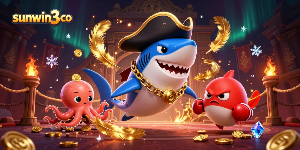 Experience thrilling games at sunwin3 co with a vibrant 3D casino illustration featuring playful underwater characters.