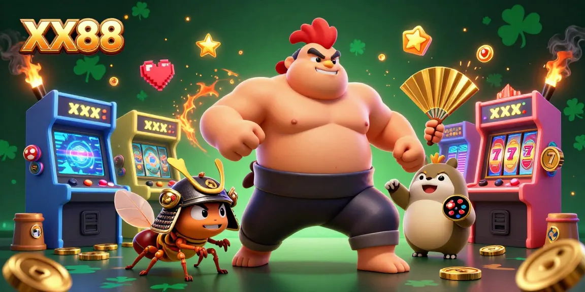 Engage with XX88's vibrant casino scene featuring unique characters in action.