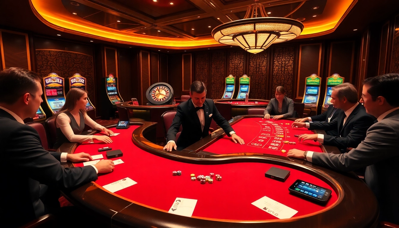 Experience excitement at RR88's luxurious casino tables with vibrant poker games and roulette action.