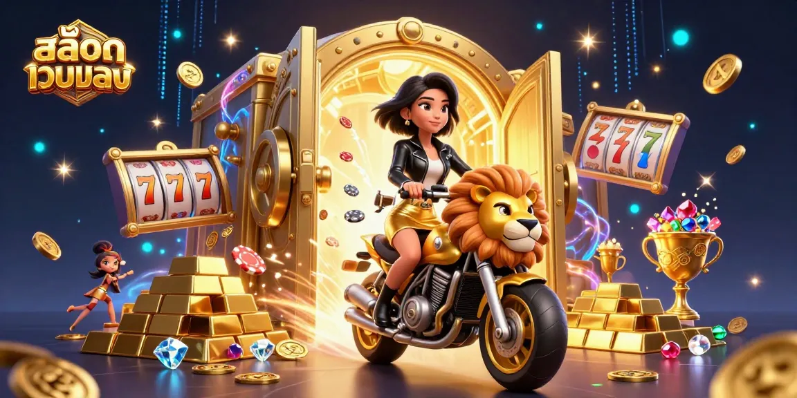 Win big with สล็อตเว็บตรง in an ultra-detailed 3D casino illustration showcasing a dynamic gambling scene.