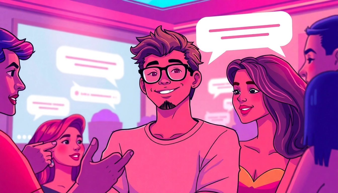 Engaging AI porn chat interface showcasing vibrant characters and interactive messages