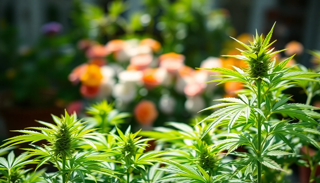 Find where can i buy weed plants with thriving greenery in a serene home garden setting.