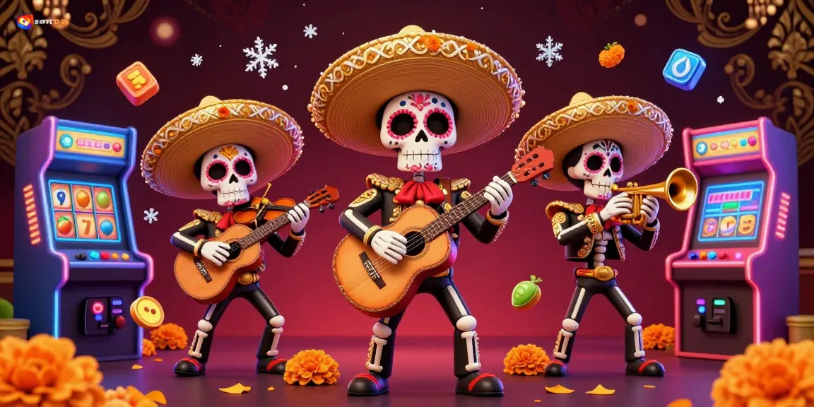 Spin the reels at slot88 with 3D Dia de los Muertos characters and vibrant casino game elements.