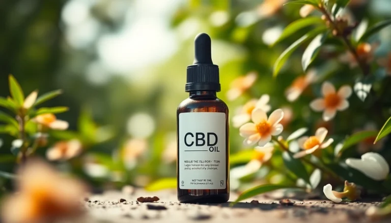 Showcase CBD Oil bottle in a tranquil natural setting, emphasizing its wellness benefits.