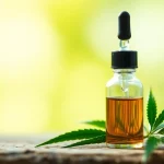 Showcasing CBD oil drops in an elegant setup, emphasizing natural wellness and tranquility.
