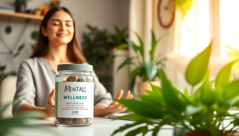 Enhance mental wellness with CBD buds featured in a tranquil home office setting.