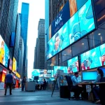Ecommerce web development NYC office featuring professionals collaborating in a modern urban setting.
