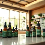 Produkte von csc hamburg präsentieren CBD-Öle in eleganter Auslage.