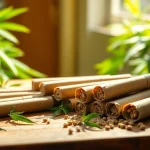 Buy packwoods for sale featuring premium pre-rolls on a rustic wooden table.