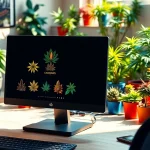 Engaging workspace with cannabis decor highlighting the geekthc theme.