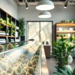 Cannabis for sale uk displayed beautifully in a modern retail setup, showcasing various products attractively.