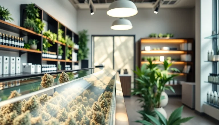Cannabis for sale uk displayed beautifully in a modern retail setup, showcasing various products attractively.